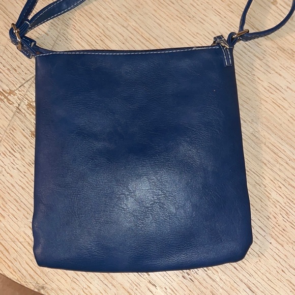 Crossbody Purse Messenger Blue Faux Leather Bag - Picture 7 of 16
